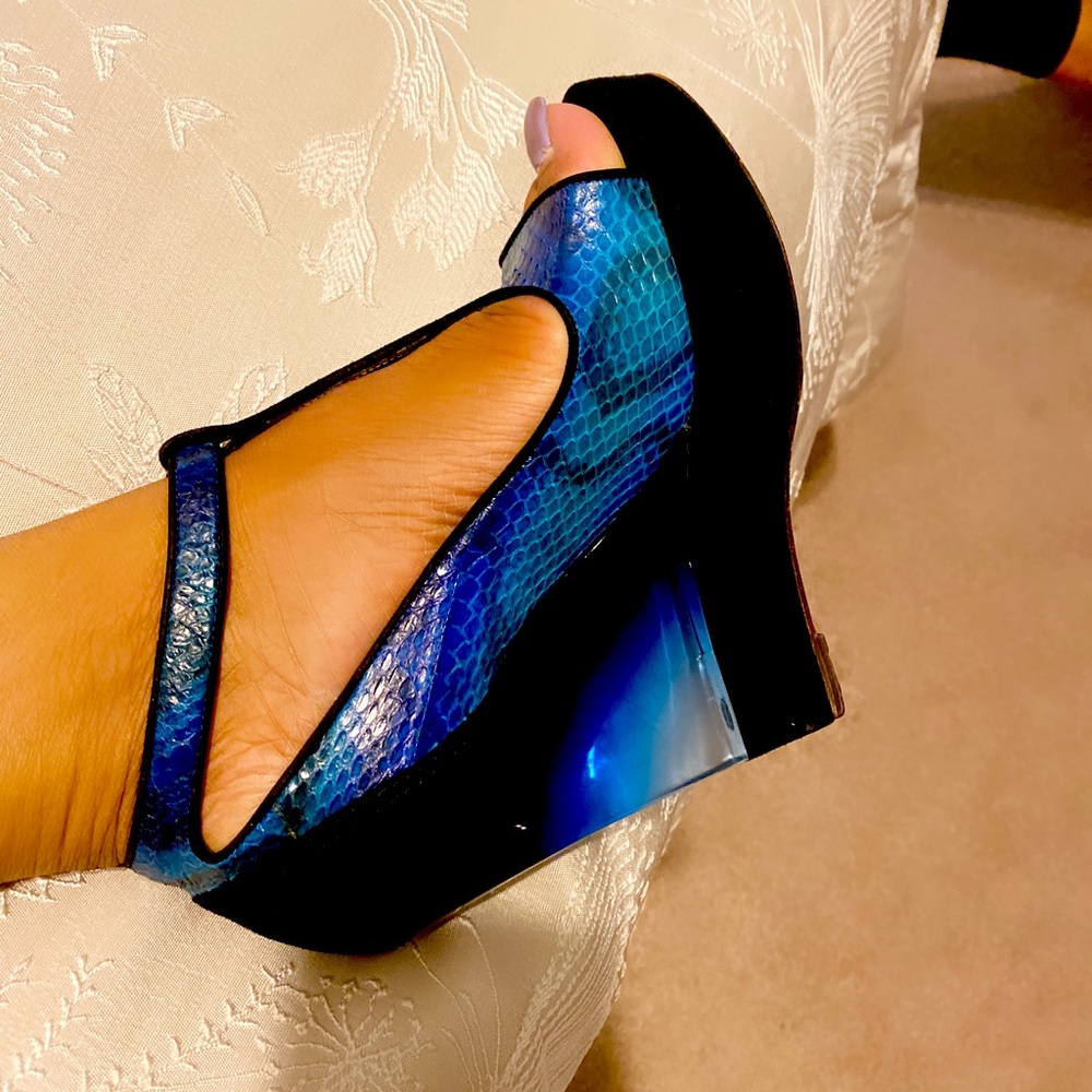 Lanvin 5” Wedges transplant blue heels